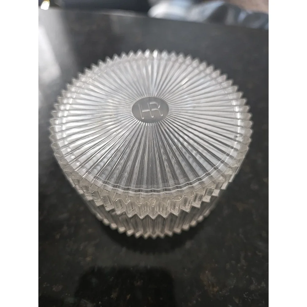 Helena Rubinstein Vintage Clear Ribbed W/ Lid‎ Vanity Powder Box Lucite Set Of 2